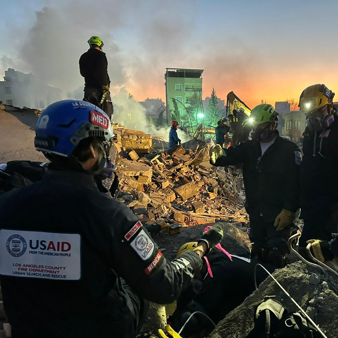 USAID airlifting relief supplies after the 2023 magnitude 7.8 earthquake in southern Türkiye